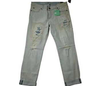 KUT From The Kloth Boyfriend Jeans Size 8 Light Wash‎ Distressed